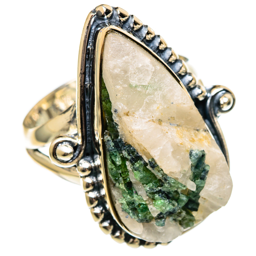 Green Tourmaline In Quartz Rings handcrafted by Anasilvercos - RING106355 - Photo 2