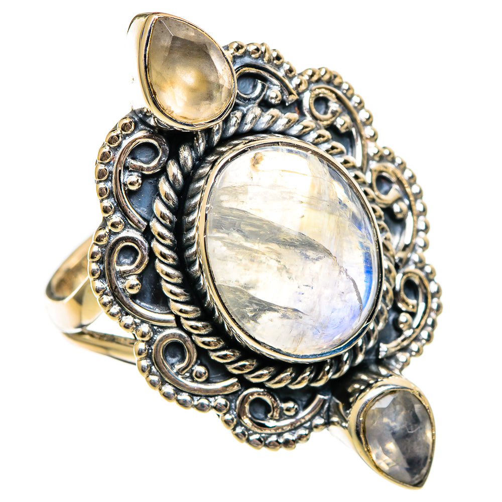 Rainbow Moonstone Rings handcrafted by Anasilvercos - RING106373 - Photo 2