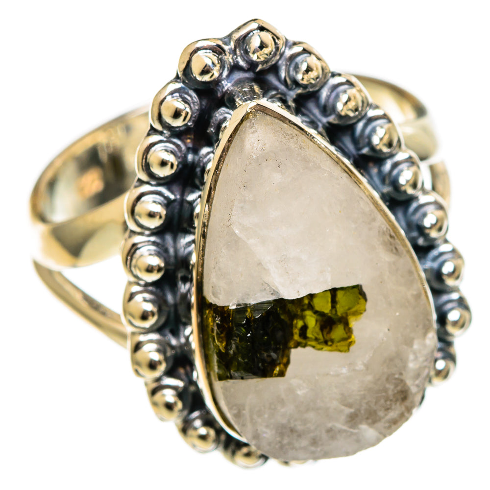 Green Tourmaline In Quartz Rings handcrafted by Anasilvercos - RING106375 - Photo 2