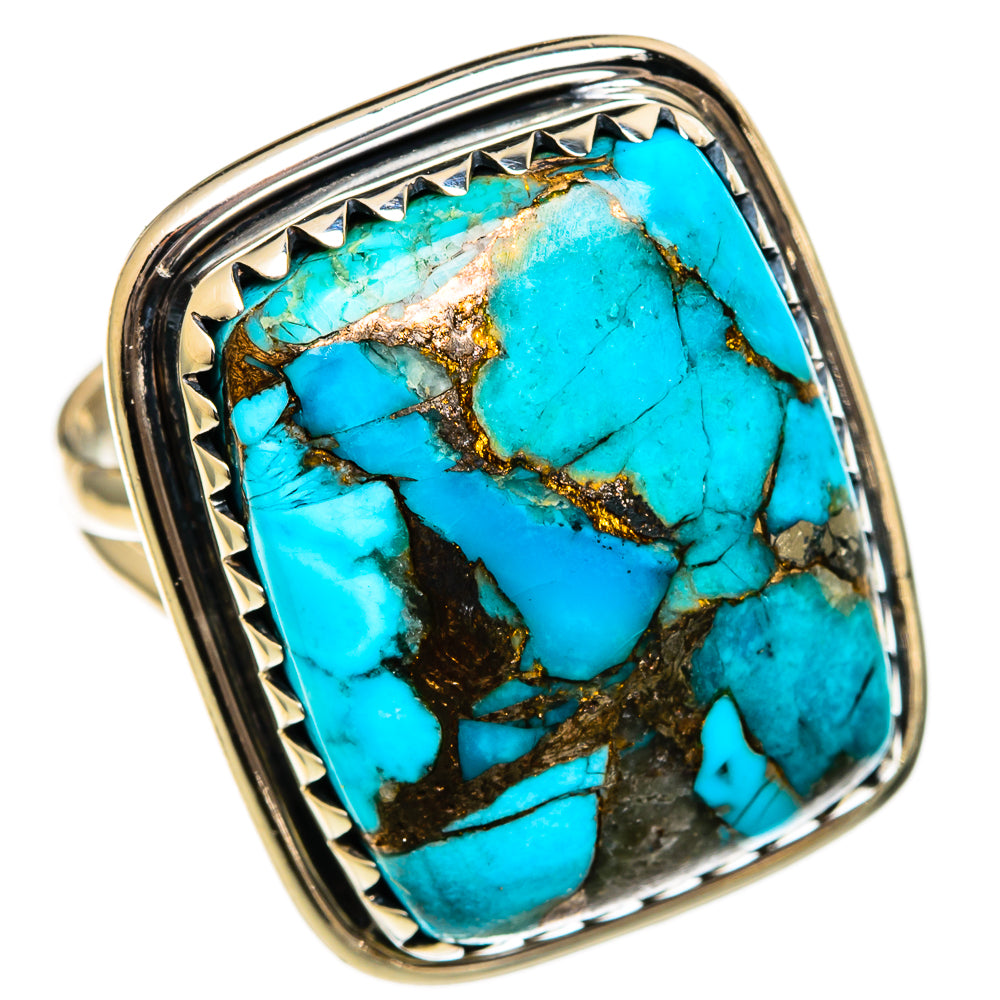 Blue Copper Composite Turquoise Rings handcrafted by Anasilvercos - RING106382 - Photo 2