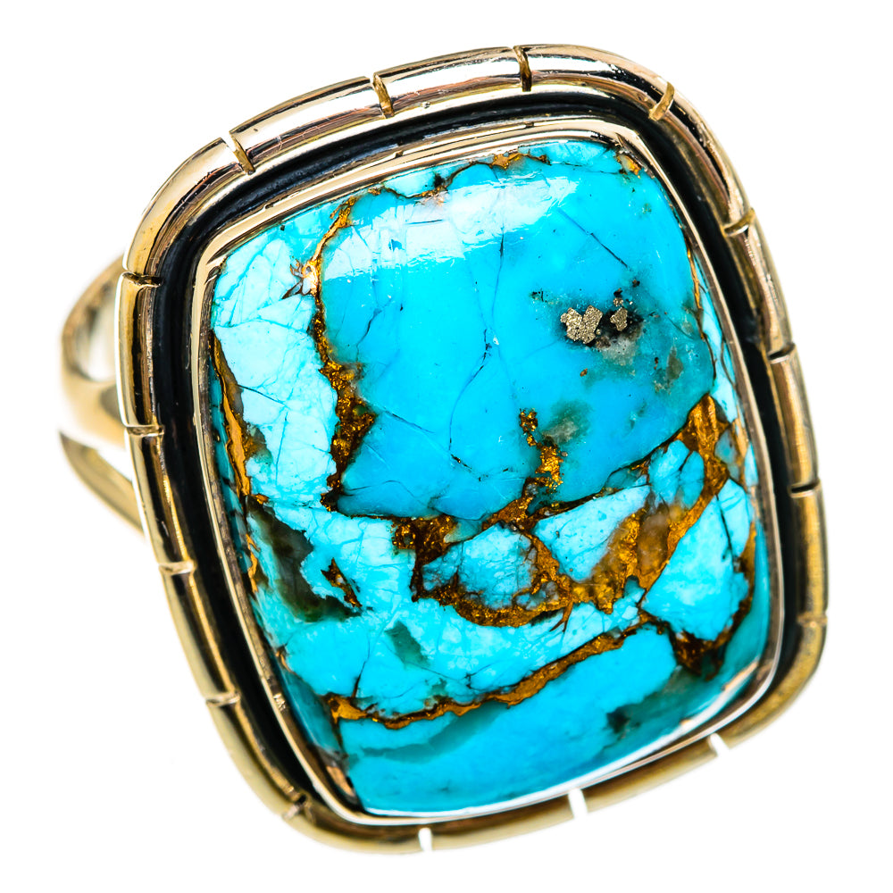 Blue Copper Composite Turquoise Rings handcrafted by Anasilvercos - RING106437 - Photo 2