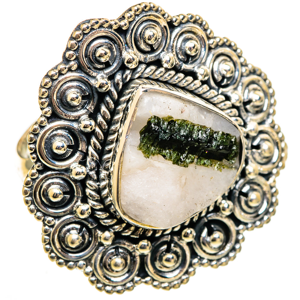 Green Tourmaline In Quartz Rings handcrafted by Anasilvercos - RING106479 - Photo 2