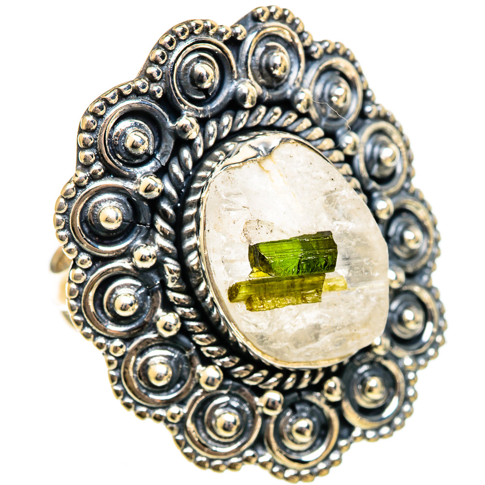 Green Tourmaline In Quartz Rings handcrafted by Anasilvercos - RING106485 - Photo 2