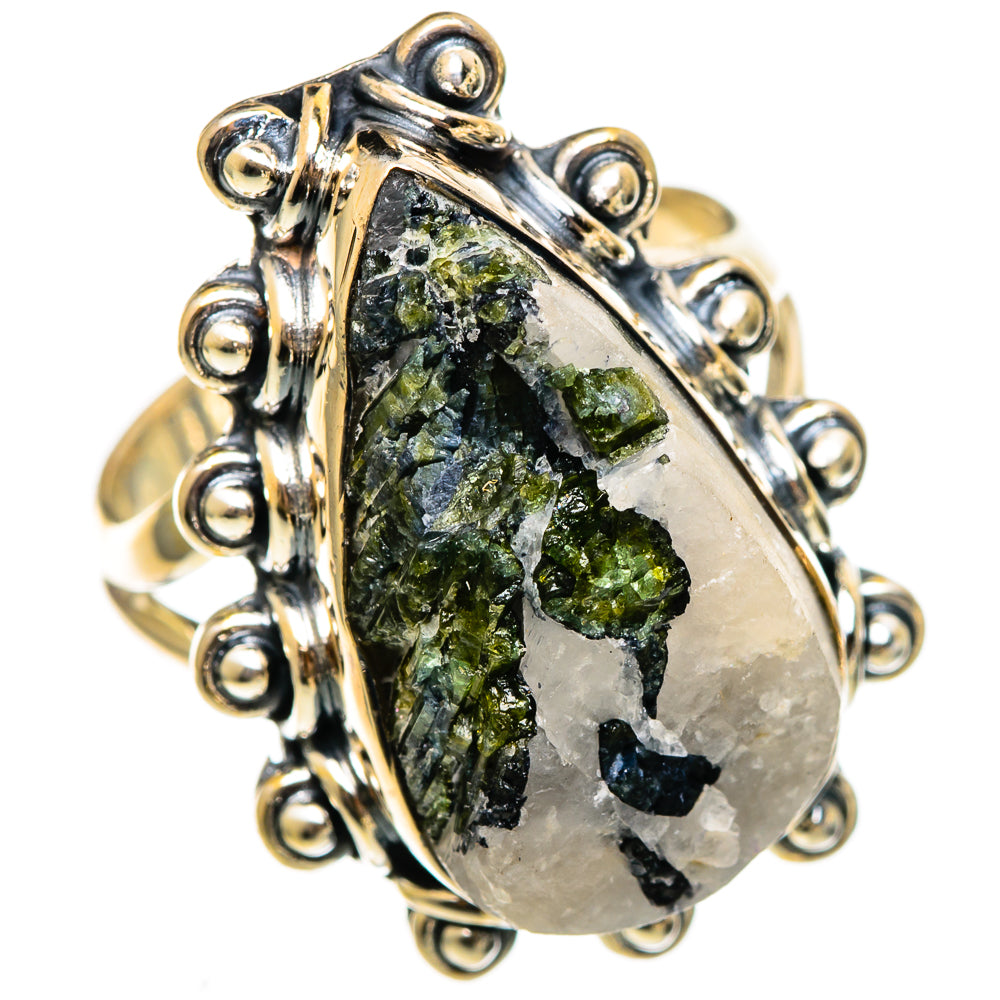 Green Tourmaline In Quartz Rings handcrafted by Anasilvercos - RING106577 - Photo 2