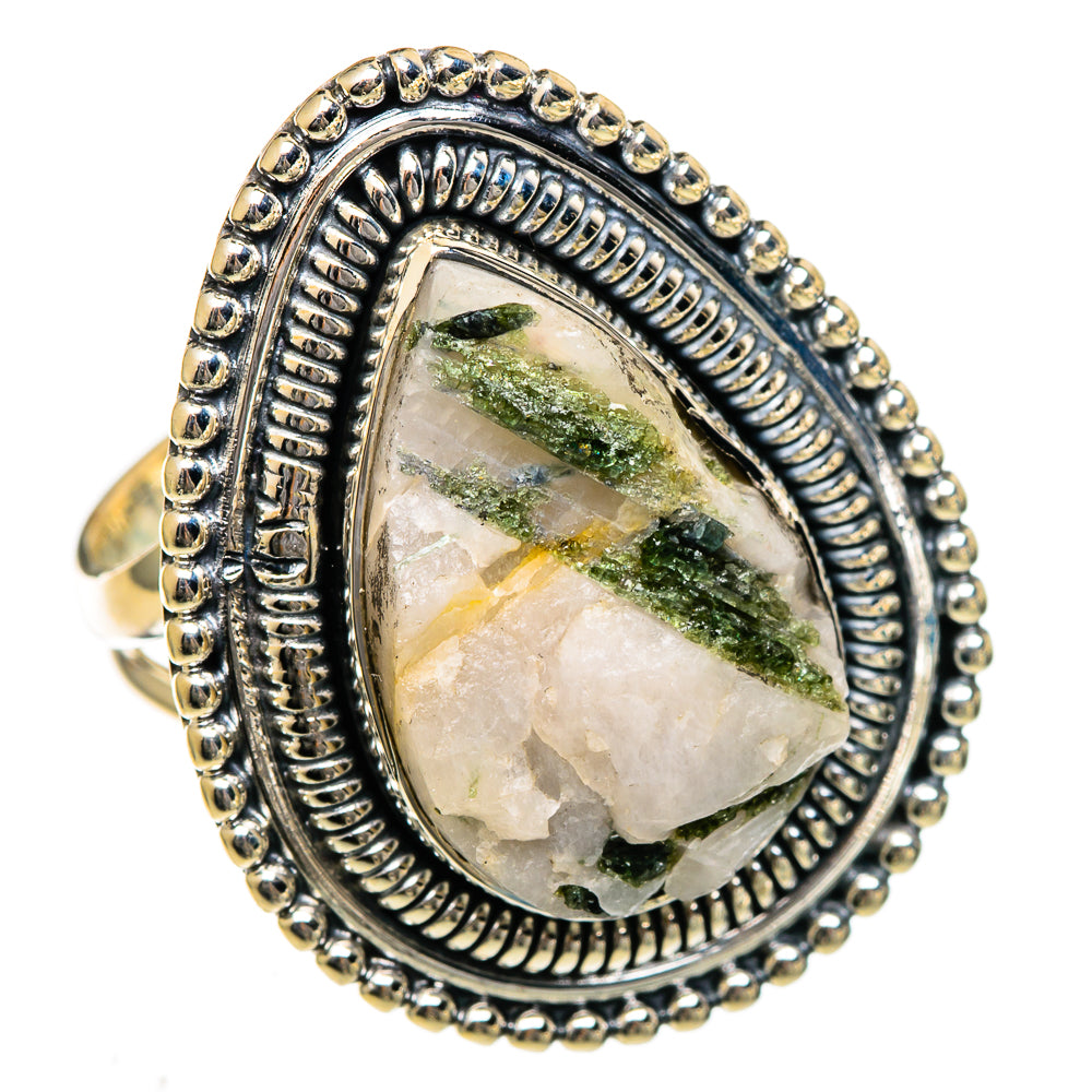 Green Tourmaline In Quartz Rings handcrafted by Anasilvercos - RING106615 - Photo 2