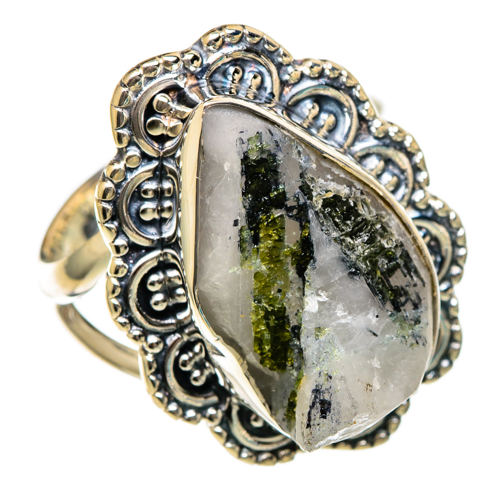 Green Tourmaline In Quartz Rings handcrafted by Anasilvercos - RING106707 - Photo 2