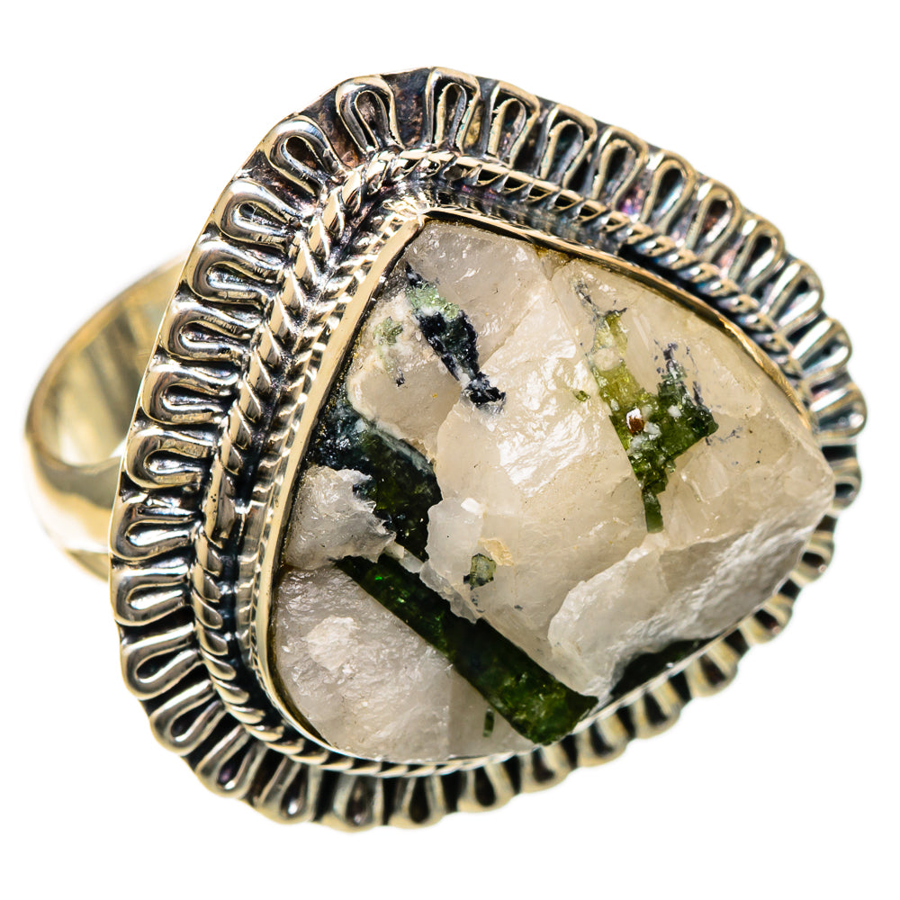 Green Tourmaline In Quartz Rings handcrafted by Anasilvercos - RING106824 - Photo 2
