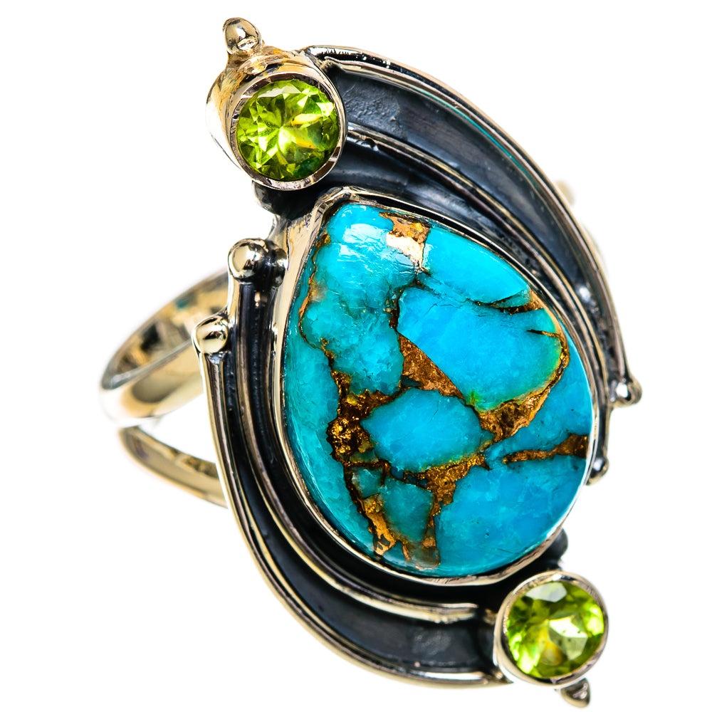 Blue Copper Composite Turquoise Rings handcrafted by Anasilvercos - RING106872 - Photo 2