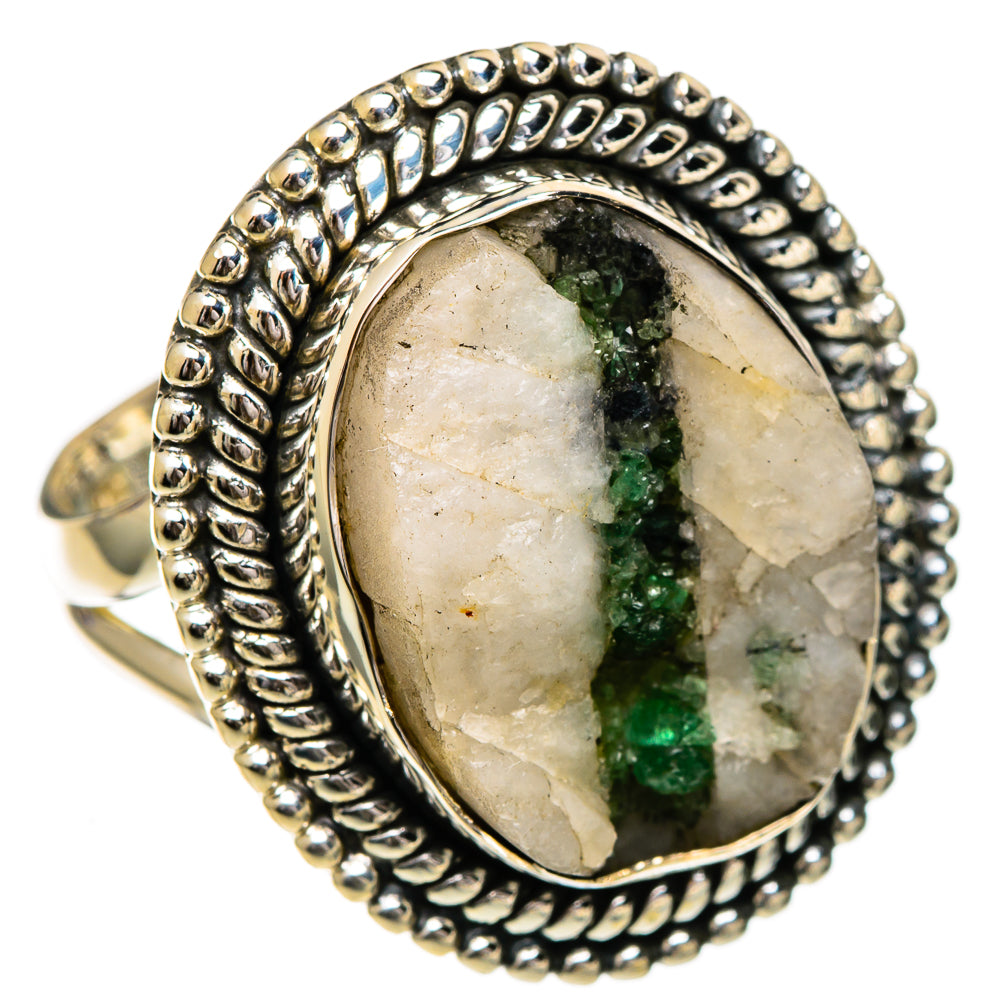 Green Tourmaline In Quartz Rings handcrafted by Anasilvercos - RING106955 - Photo 2