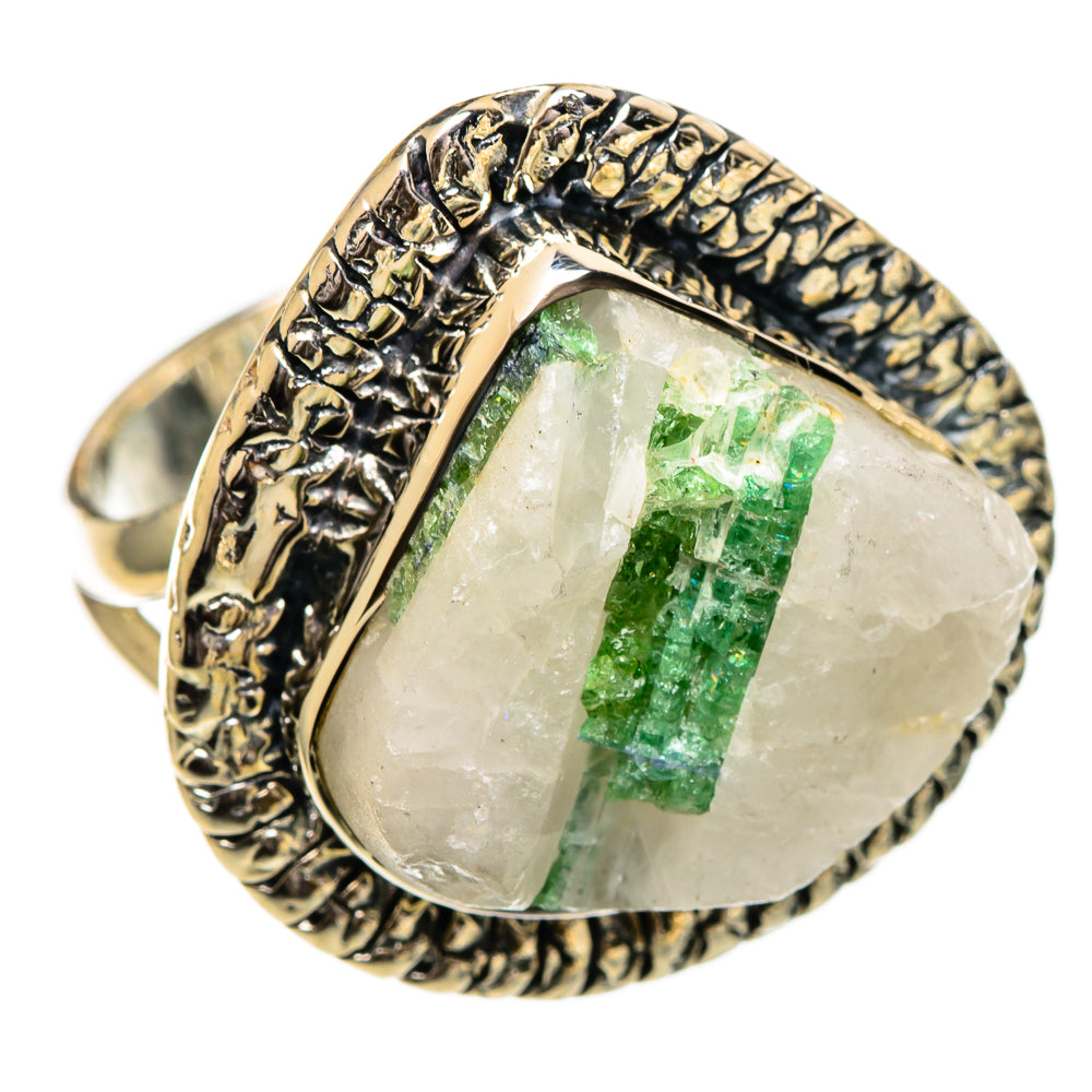 Green Tourmaline In Quartz Rings handcrafted by Anasilvercos - RING106960 - Photo 2