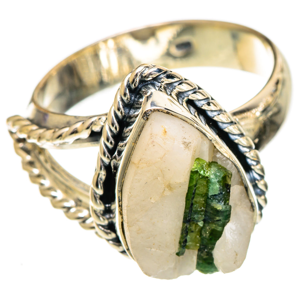 Green Tourmaline in Quartz Rings handcrafted by Anasilvercos - RING107034 - Photo 2