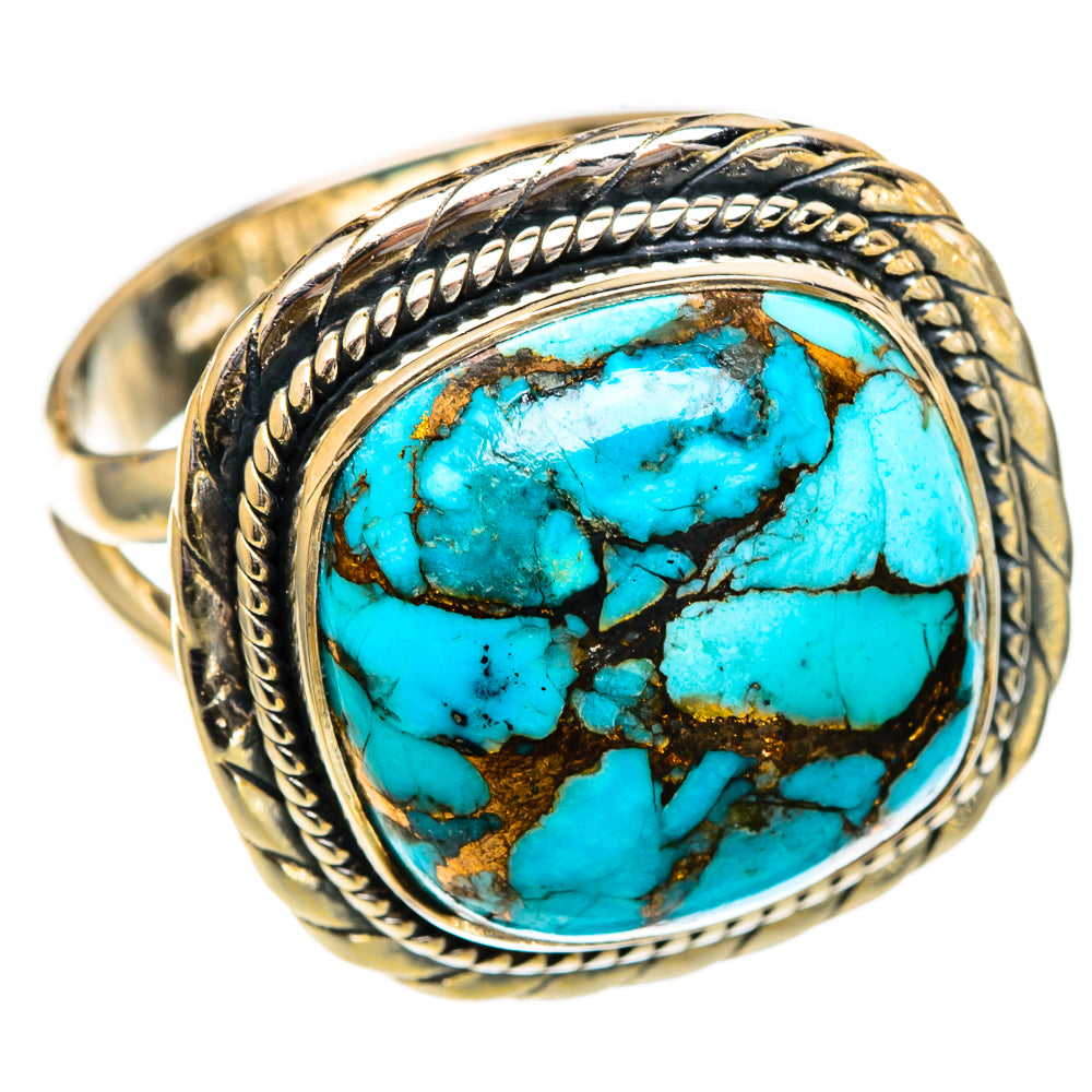 Blue Copper Composite Turquoise Rings handcrafted by Anasilvercos - RING107058 - Photo 2