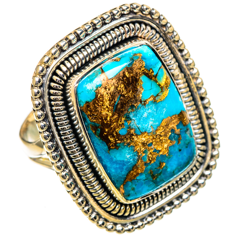 Blue Copper Composite Turquoise Rings handcrafted by Anasilvercos - RING107066 - Photo 2