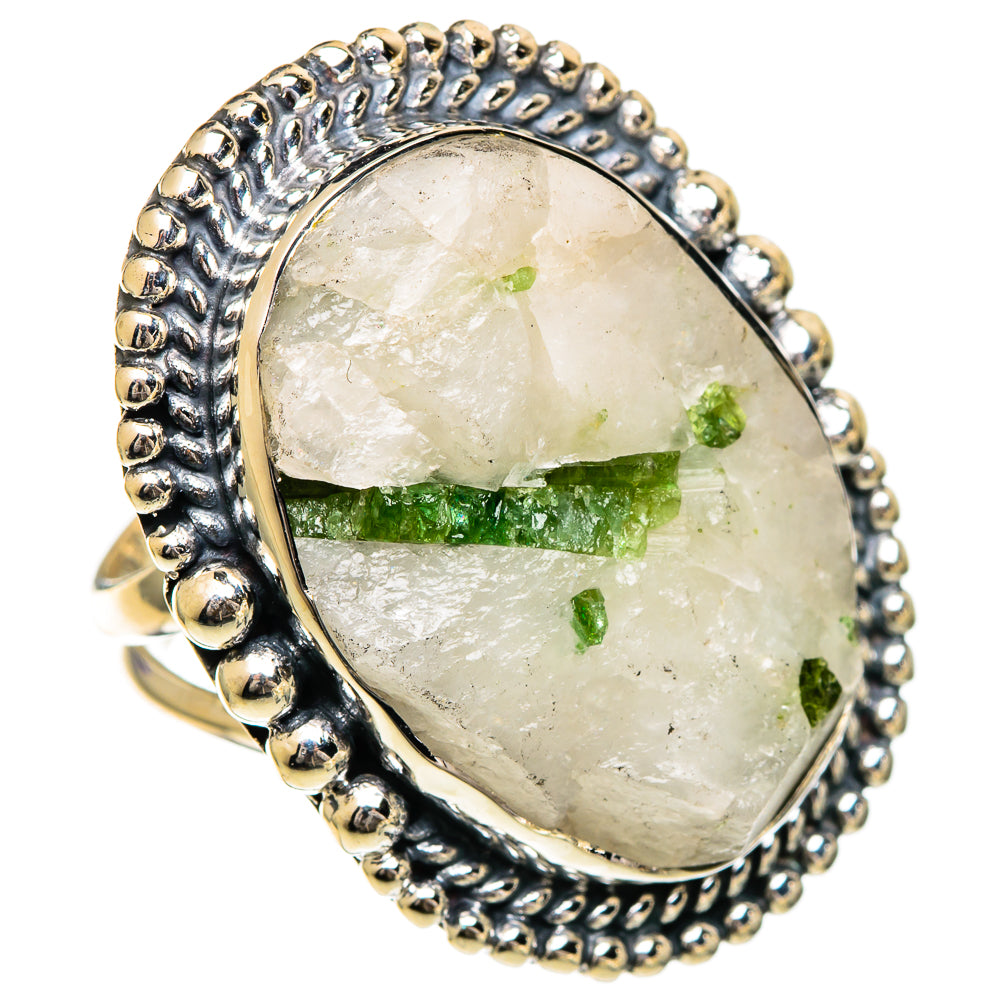 Green Tourmaline in Quartz Rings handcrafted by Anasilvercos - RING107075 - Photo 2
