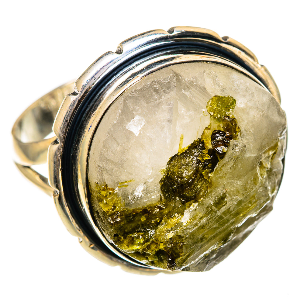 Green Tourmaline in Quartz Rings handcrafted by Anasilvercos - RING107079 - Photo 2