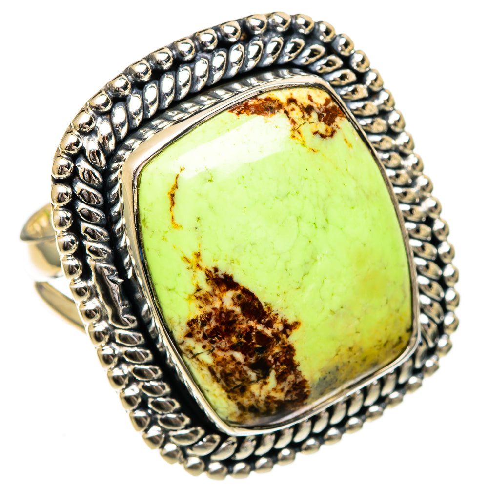 Lemon Chrysoprase Rings handcrafted by Anasilvercos - RING107117 - Photo 2