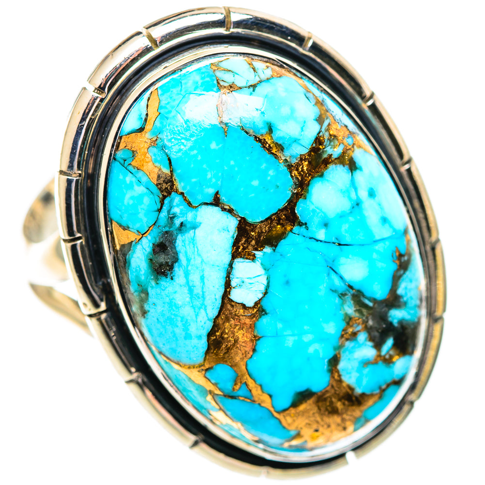 Blue Copper Composite Turquoise Rings handcrafted by Anasilvercos - RING107130 - Photo 2
