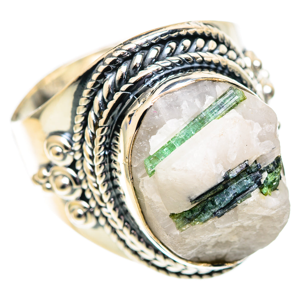 Green Tourmaline in Quartz Rings handcrafted by Anasilvercos - RING107138 - Photo 2