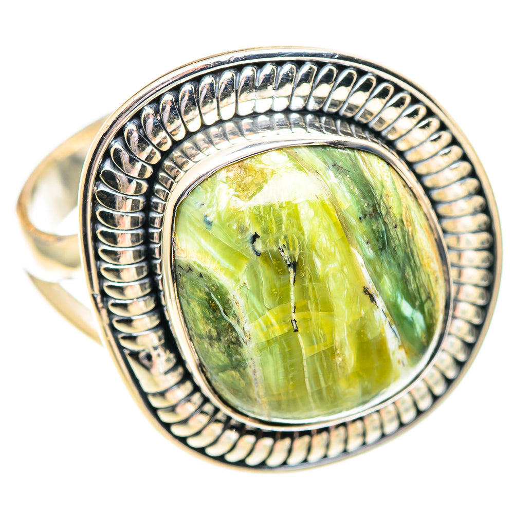 African Green Opal Rings handcrafted by Anasilvercos - RING107141 - Photo 2