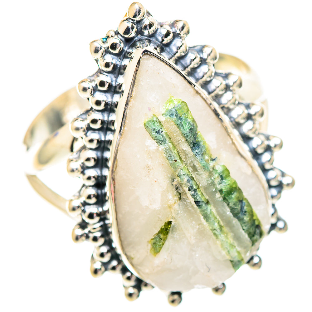 Green Tourmaline in Quartz Rings handcrafted by Anasilvercos - RING107206 - Photo 2