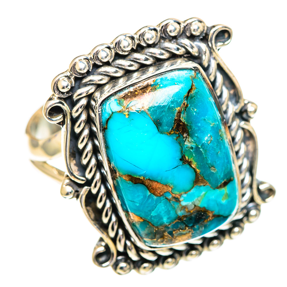 Blue Copper Composite Turquoise Rings handcrafted by Anasilvercos - RING107261 - Photo 2