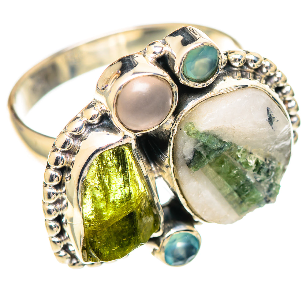 Green Tourmaline in Quartz Rings handcrafted by Anasilvercos - RING107273 - Photo 2