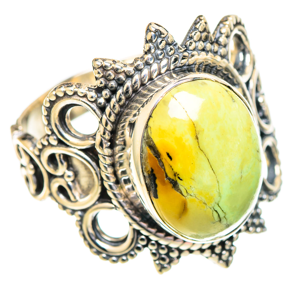 Lemon Chrysoprase Rings handcrafted by Anasilvercos - RING107299 - Photo 2
