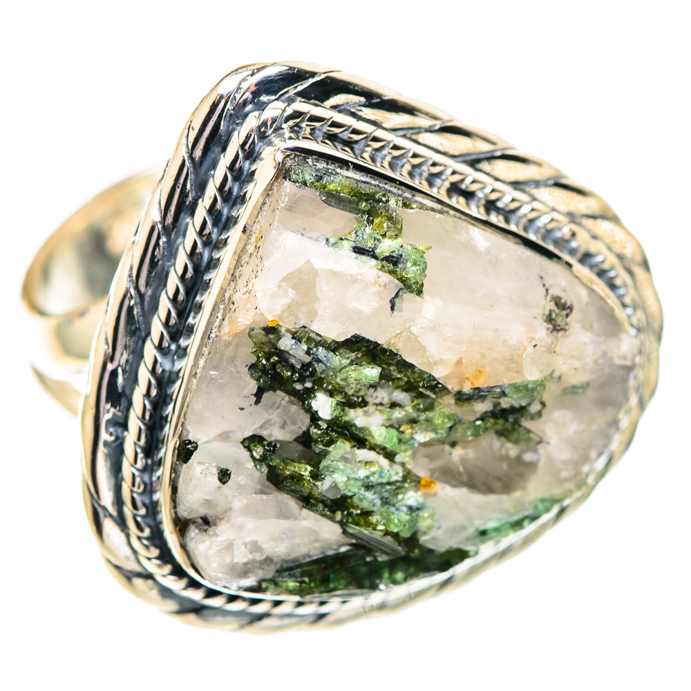 Green Tourmaline in Quartz Rings handcrafted by Anasilvercos - RING107301 - Photo 2