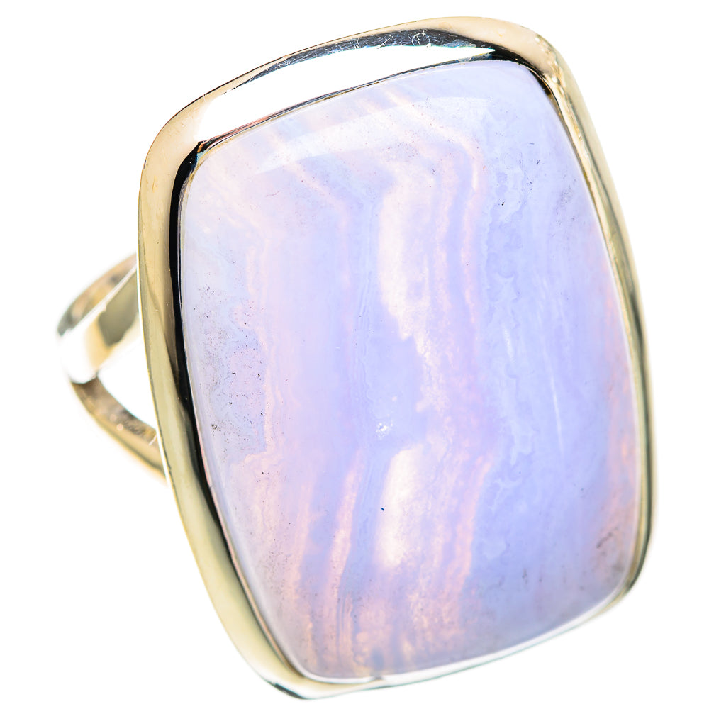 Blue Lace Agate Rings handcrafted by Anasilvercos - RING107351 - Photo 2