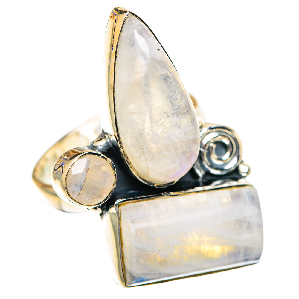 Rainbow Moonstone Rings handcrafted by Anasilvercos - RING107353 - Photo 2
