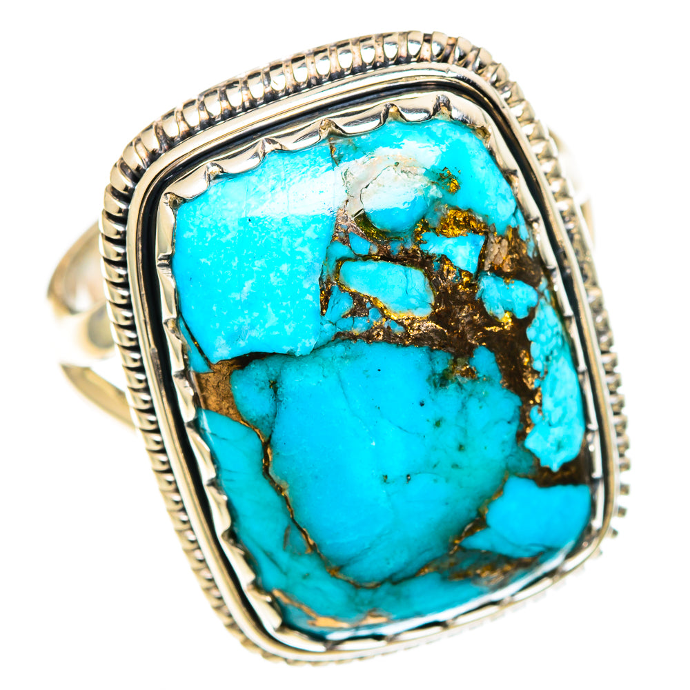 Blue Copper Composite Turquoise Rings handcrafted by Anasilvercos - RING107530 - Photo 2
