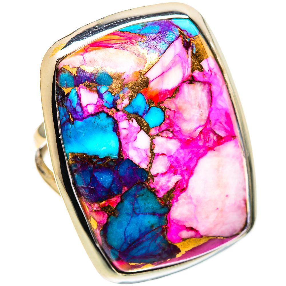Kingman Pink Dahlia Turquoise Rings handcrafted by Anasilvercos - RING107588 - Photo 2