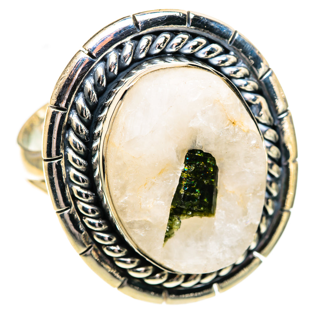 Green Tourmaline in Quartz Rings handcrafted by Anasilvercos - RING107678 - Photo 2