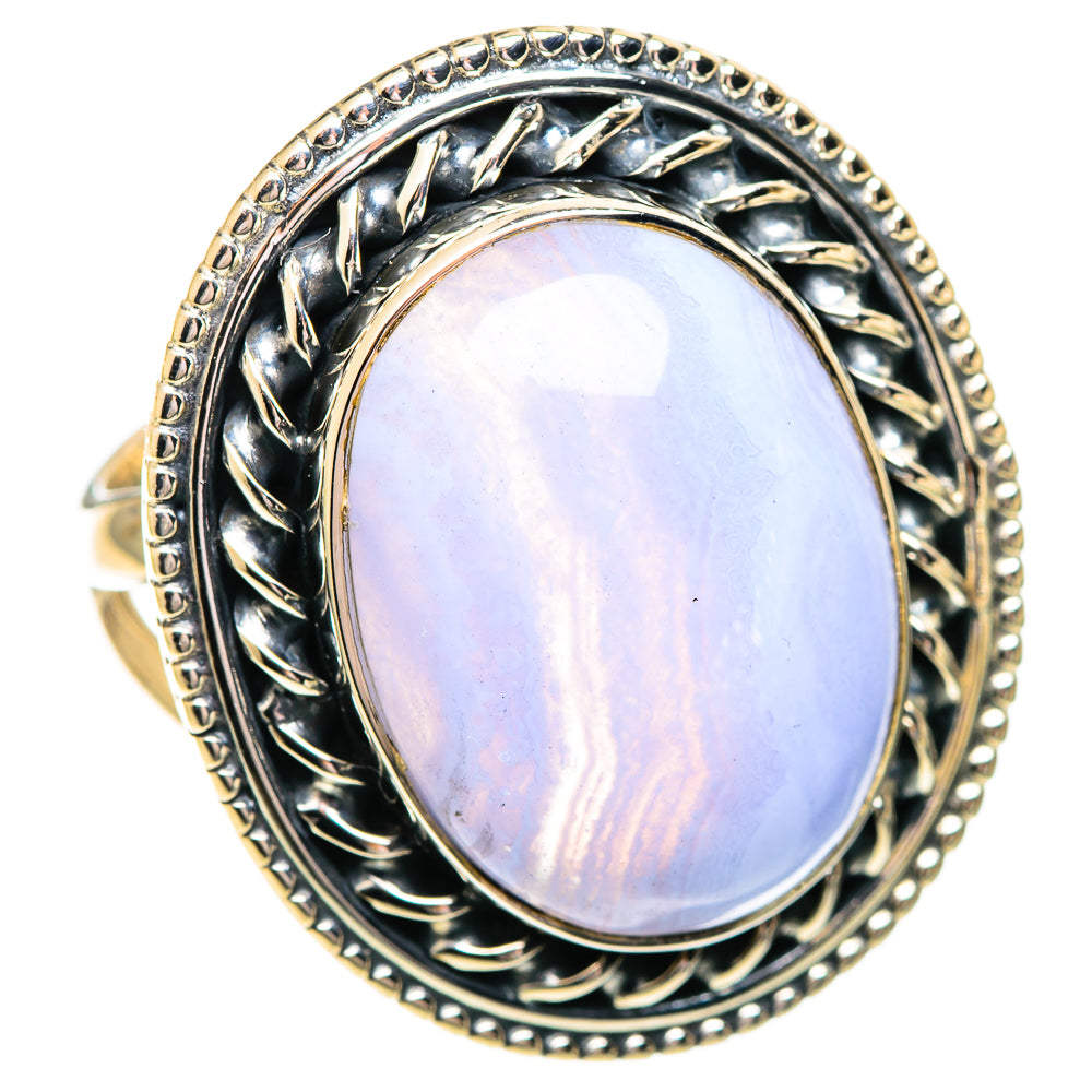 Blue Lace Agate Rings handcrafted by Anasilvercos - RING107714 - Photo 2