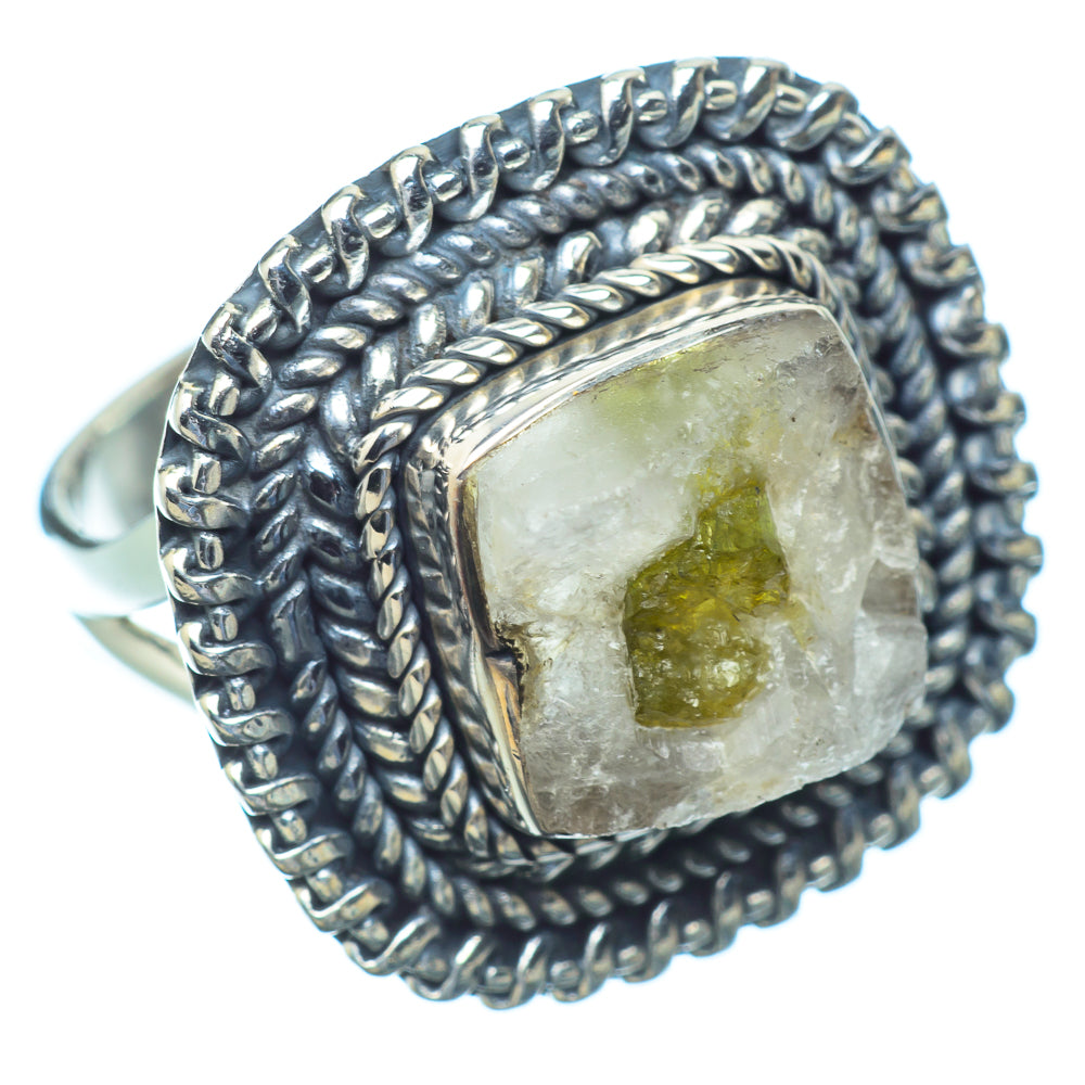 Green Tourmaliine in Quartz Rings handcrafted by Anasilvercos - RING10788