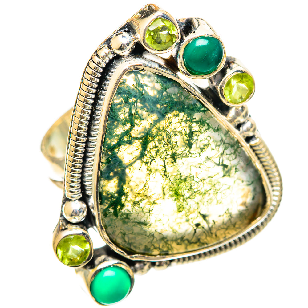 Green Moss Agate Rings handcrafted by Anasilvercos - RING107948 - Photo 2