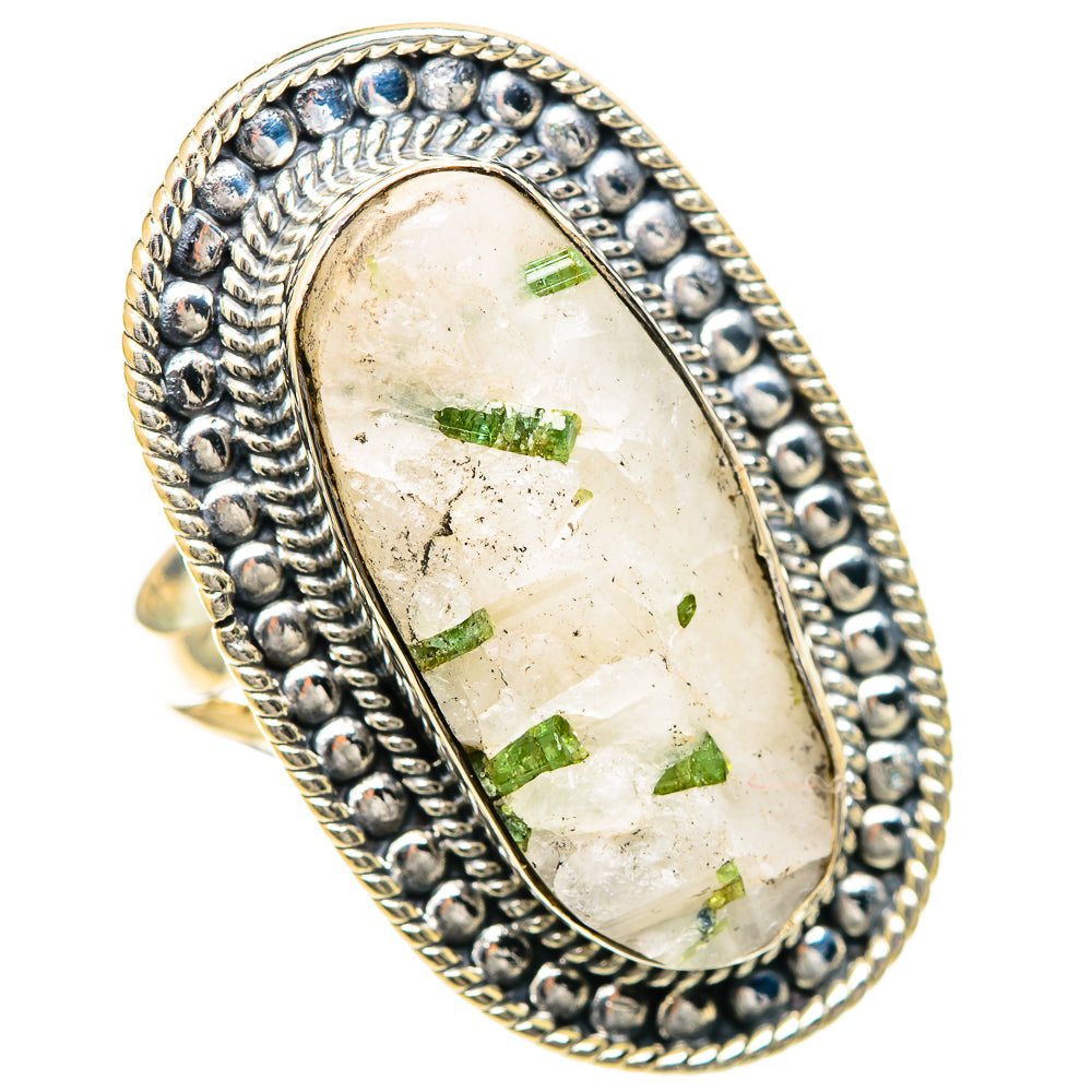 Green Tourmaline In Quartz Rings handcrafted by Anasilvercos - RING107981 - Photo 2