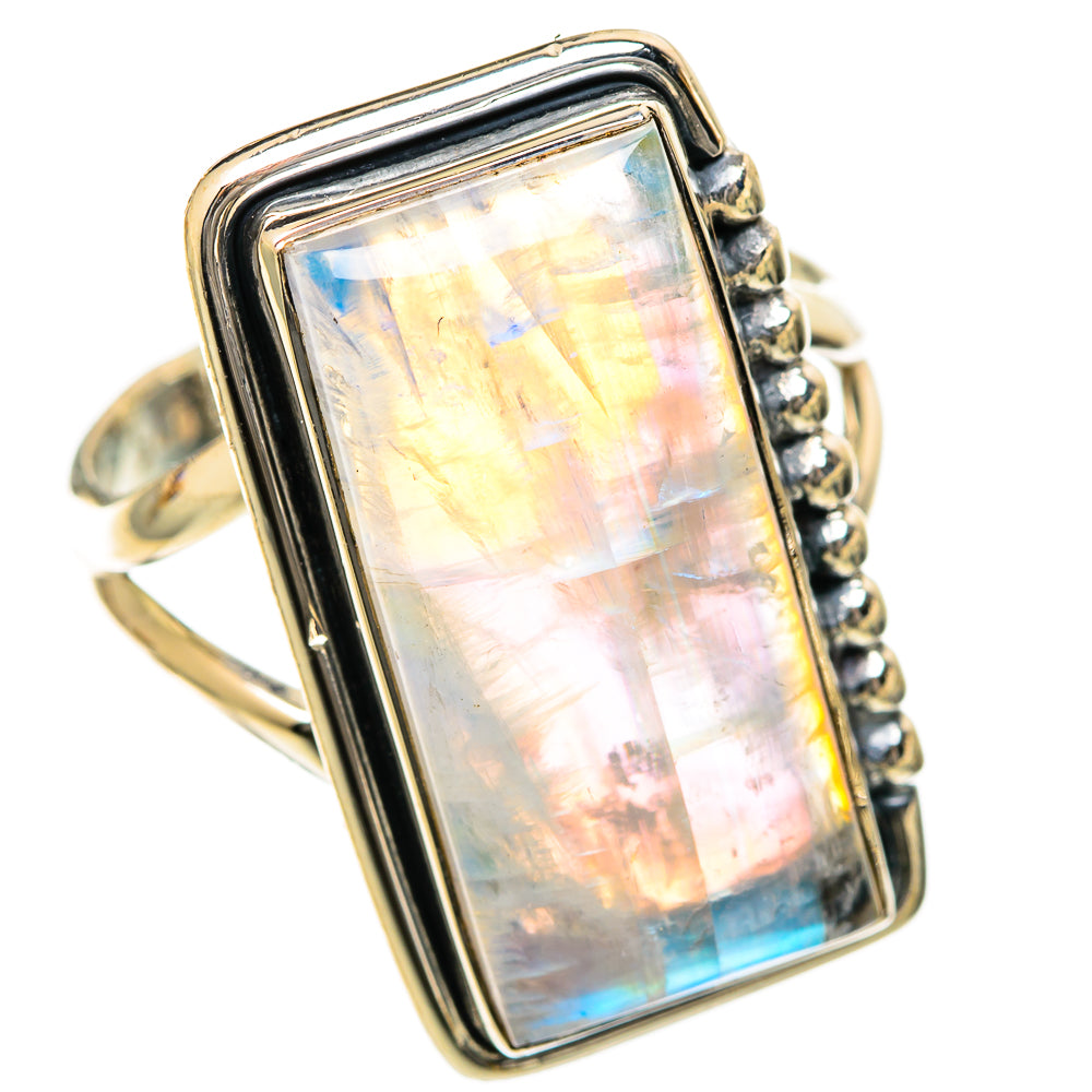 Rainbow Moonstone Rings handcrafted by Anasilvercos - RING108006 - Photo 2