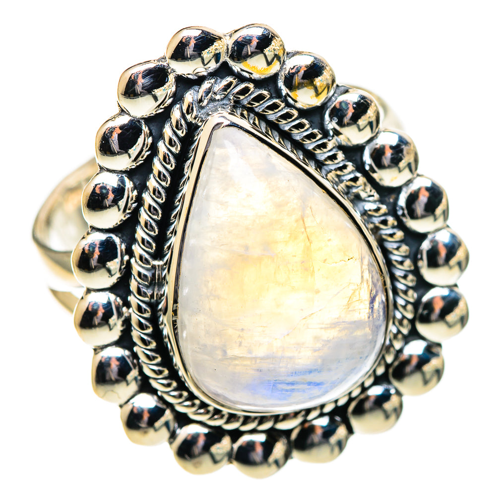 Rainbow Moonstone Rings handcrafted by Anasilvercos - RING108058 - Photo 2