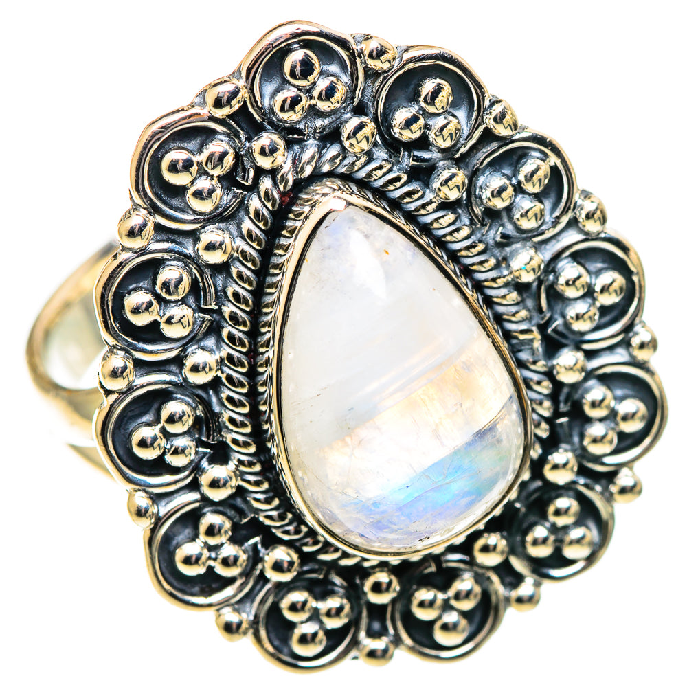 Rainbow Moonstone Rings handcrafted by Anasilvercos - RING108095 - Photo 2