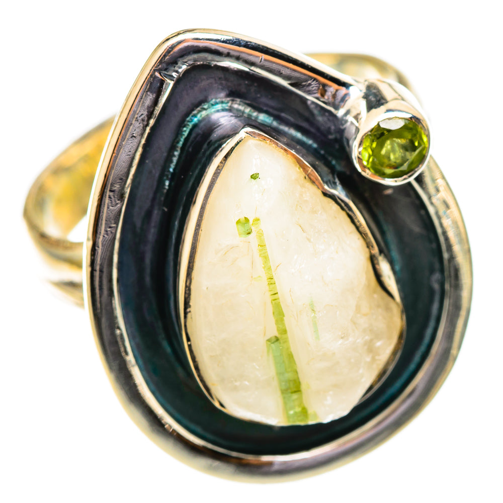 Green Tourmaline In Quartz Rings handcrafted by Anasilvercos - RING108154 - Photo 2