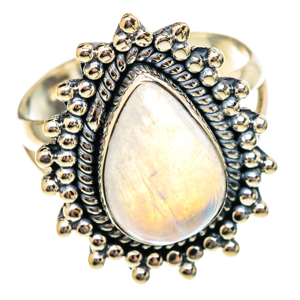 Rainbow Moonstone Rings handcrafted by Anasilvercos - RING108171 - Photo 2