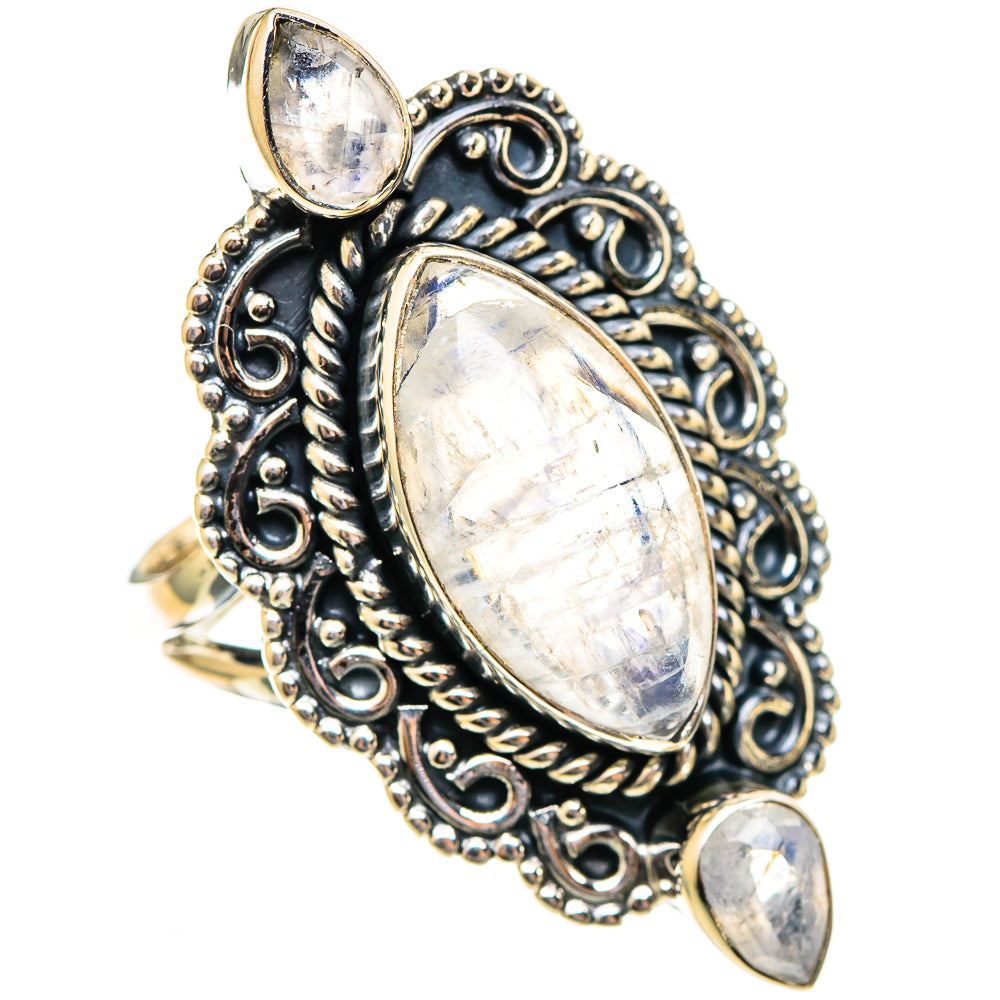 Rainbow Moonstone Rings handcrafted by Anasilvercos - RING108172 - Photo 2