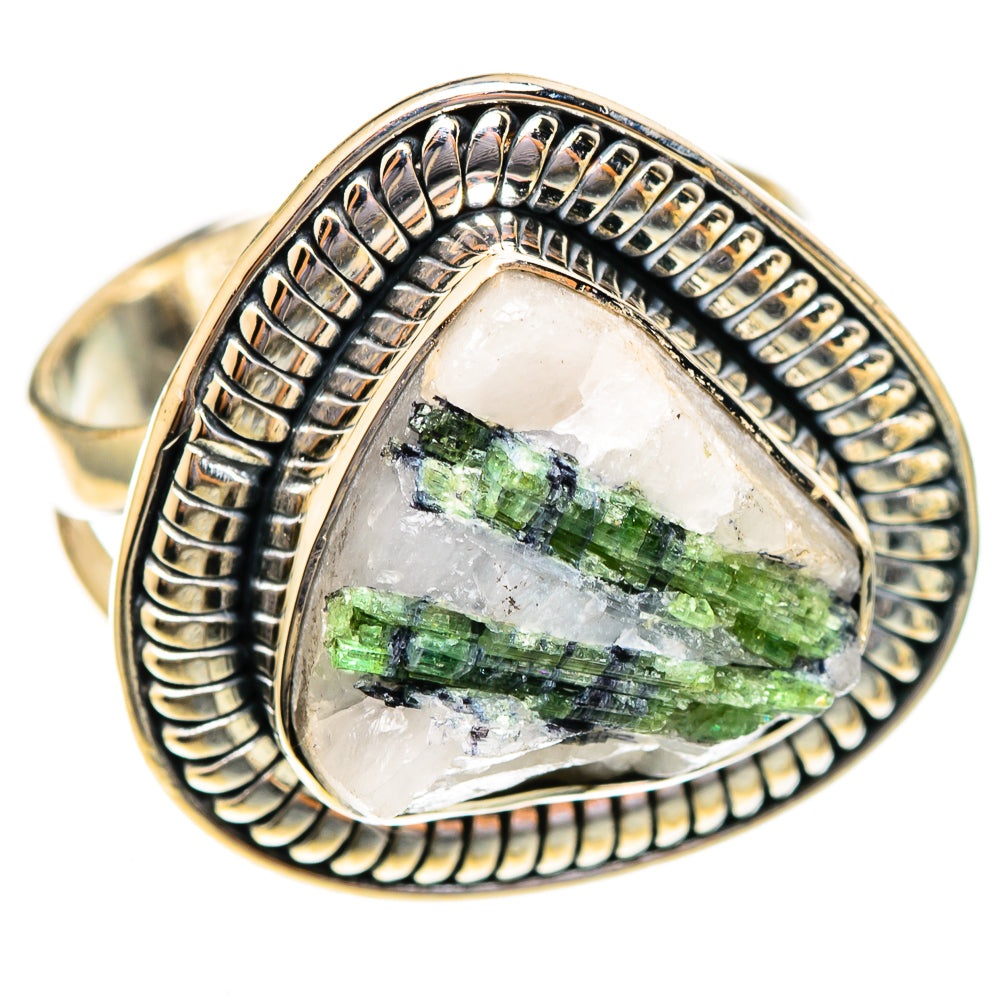 Green Tourmaline In Quartz Rings handcrafted by Anasilvercos - RING108187 - Photo 2