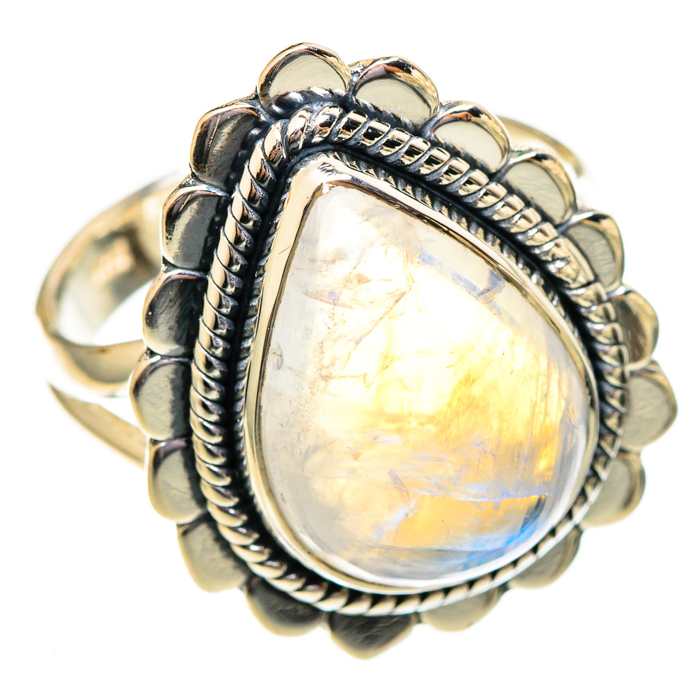 Rainbow Moonstone Rings handcrafted by Anasilvercos - RING108201 - Photo 2