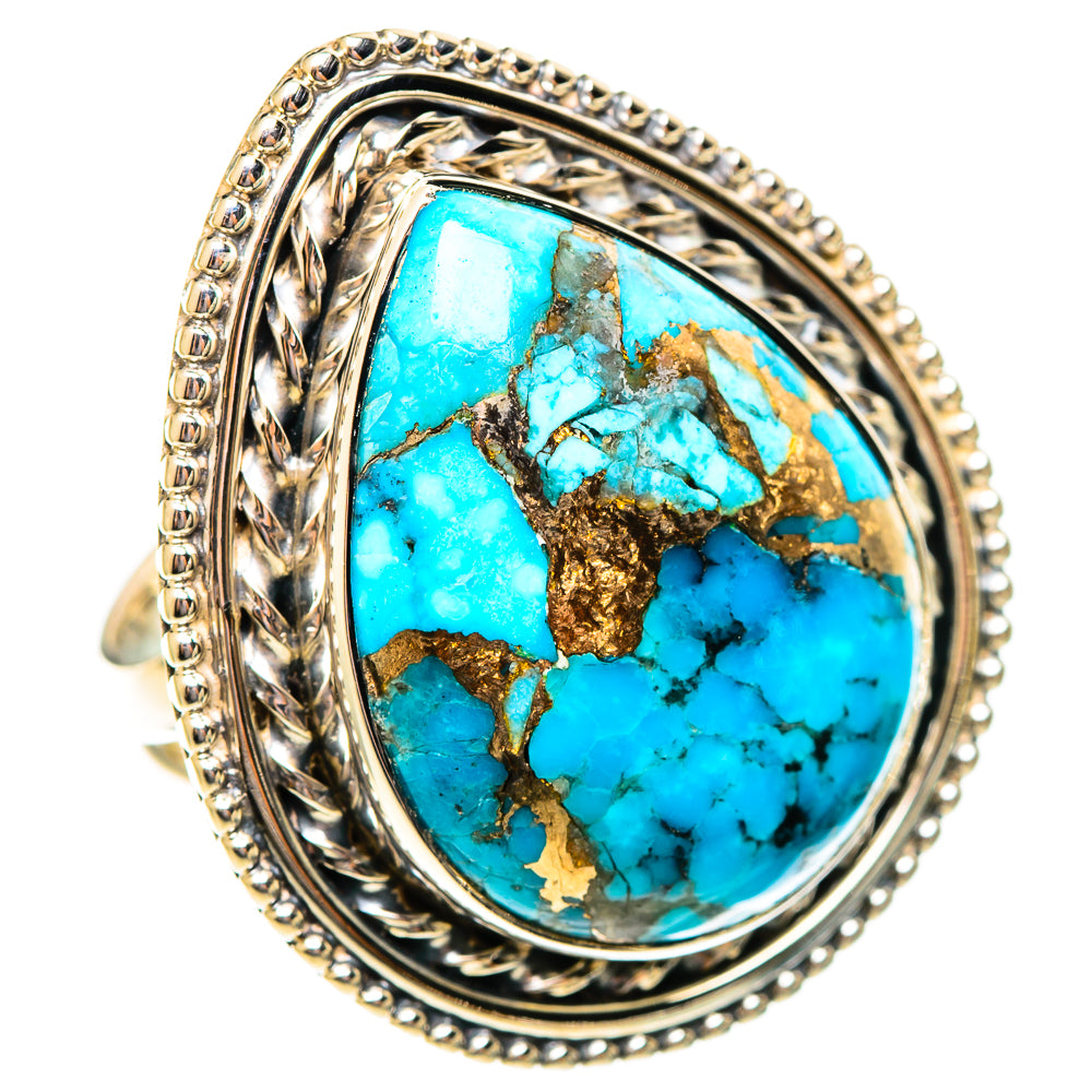 Blue Copper Composite Turquoise Rings handcrafted by Anasilvercos - RING108287 - Photo 2