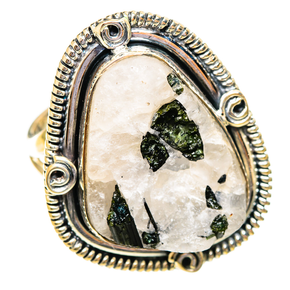 Green Tourmaline In Quartz Rings handcrafted by Anasilvercos - RING108293 - Photo 2