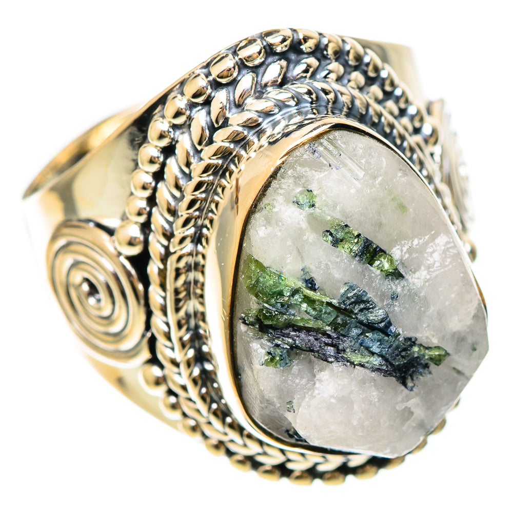 Green Tourmaline In Quartz Rings handcrafted by Anasilvercos - RING108337 - Photo 2