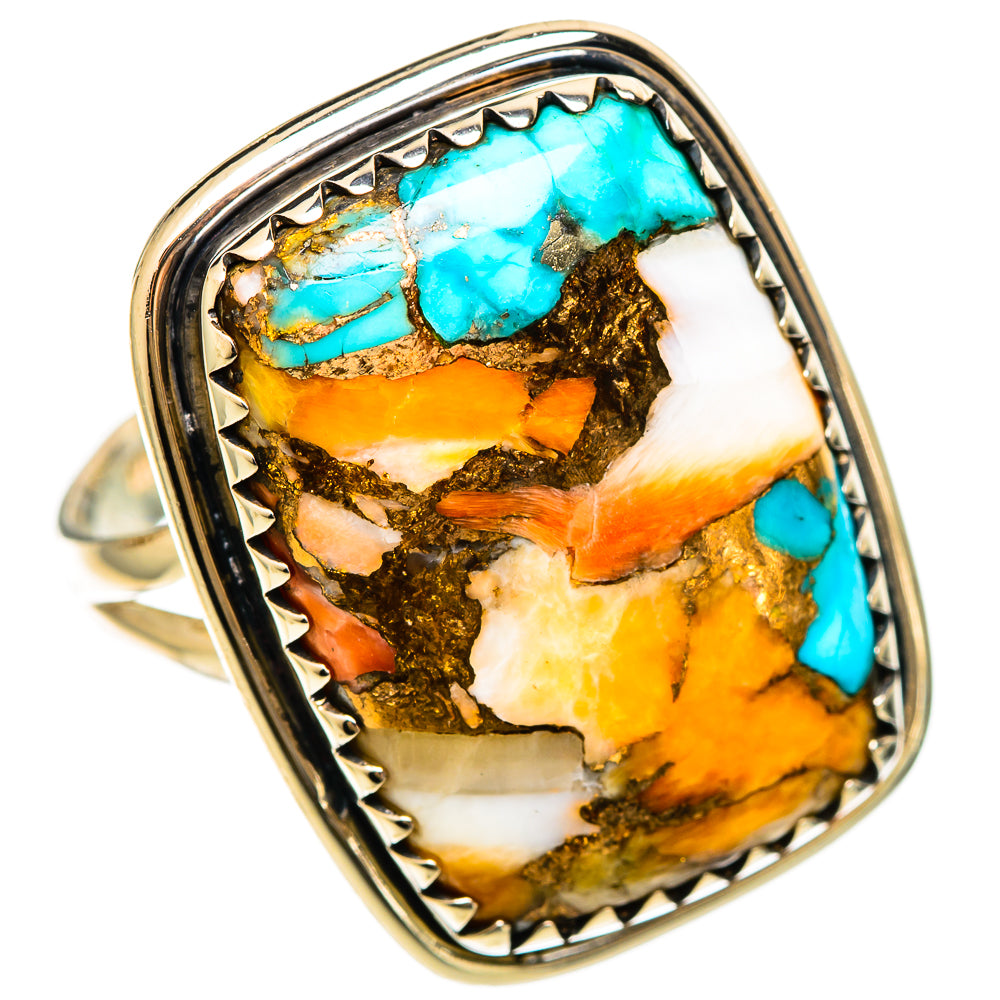 Spiny Oyster Turquoise Rings handcrafted by Anasilvercos - RING108581 - Photo 2