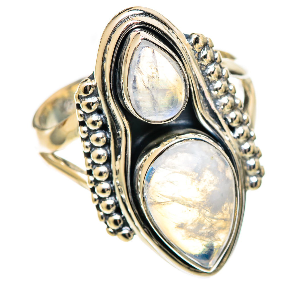Rainbow Moonstone Rings handcrafted by Anasilvercos - RING108754 - Photo 2